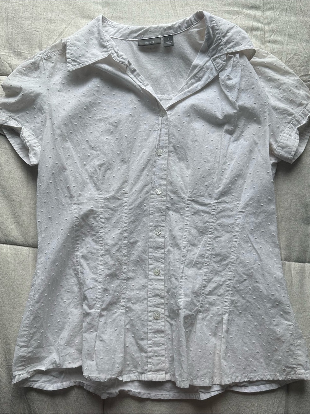 Apt. 9 White Swiss Dot Button-Up Top